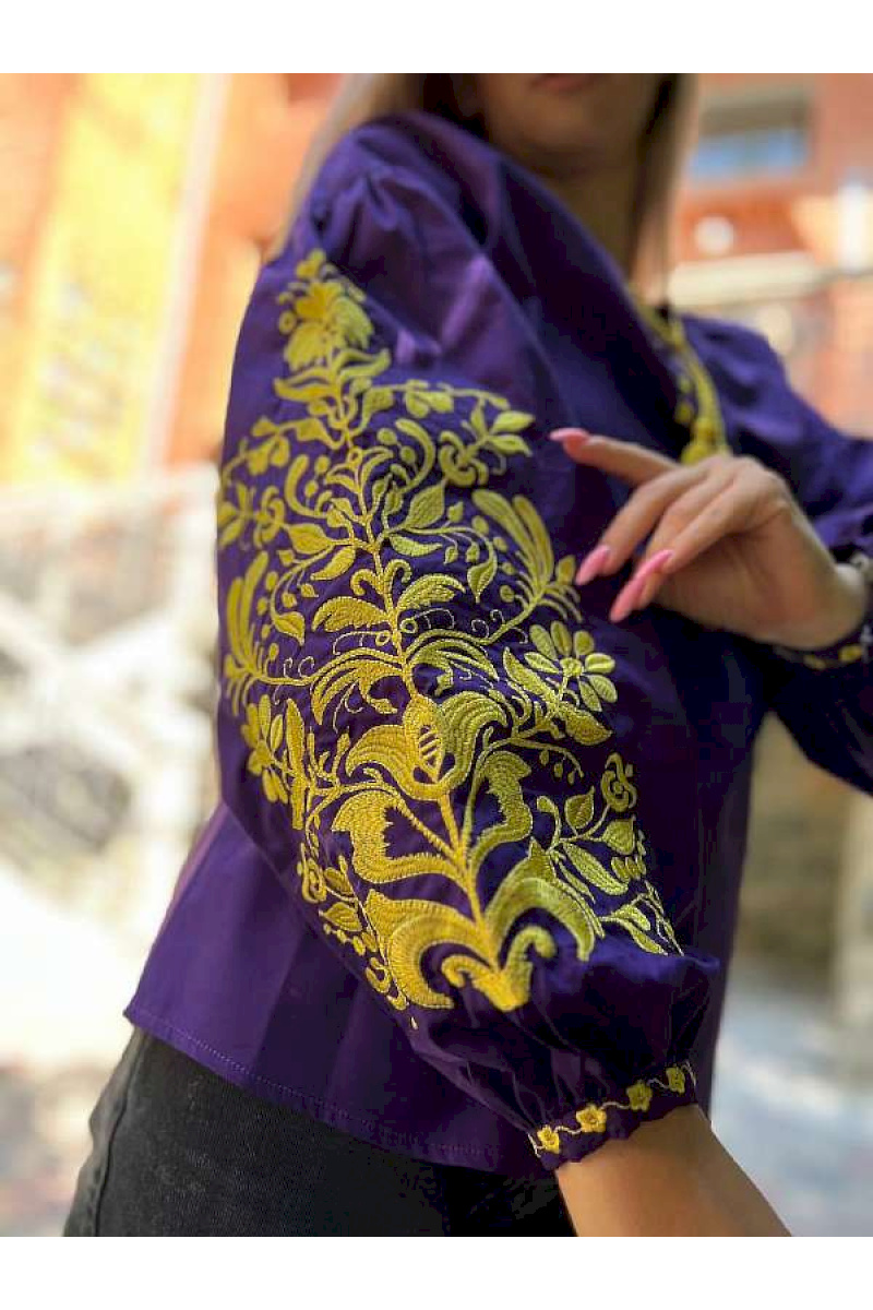Purple embroidered shirt Tree of life